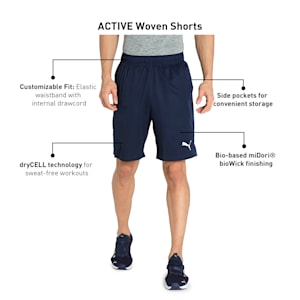Active Woven 9" Regular Fit Men's Shorts, Peacoat, extralarge-IND